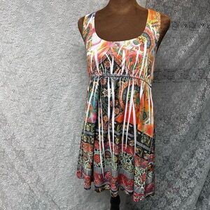 Dots. Multi color pattern stretch sleeveless long tank sz S